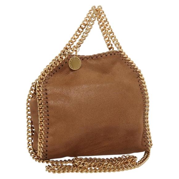 Stella MacCartney Falabella Chain Hand Bag Suede 2way Brown Gold Auth BA2505 - Picture 1 of 16